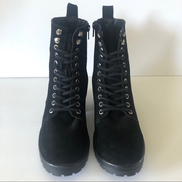 Steve Madden Gloat Black Leather Lace Up Combat Women Boots Size 8.5 - Picture 4 of 9